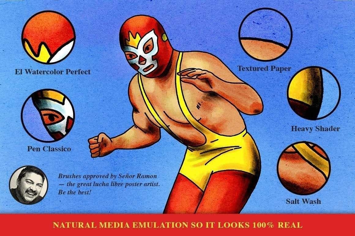 Procreate美式插画水彩墨水笔刷